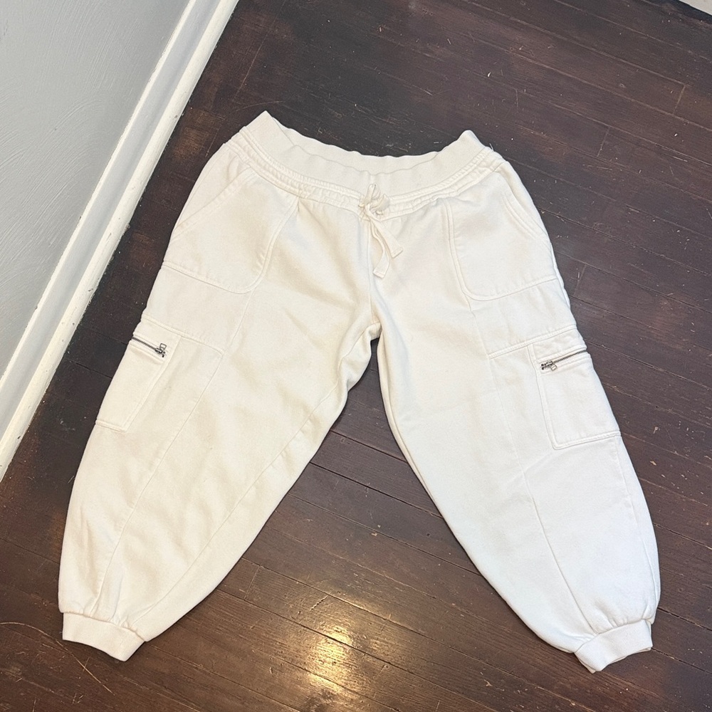 Anthropologie Women’s Ivory Cargo Joggers – Relaxed Track Pants